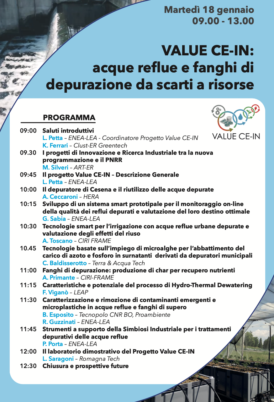 Value Ce-In: acque reflue e fanghi di depurazione da scarti a risorse